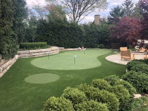 synthetic turf custom putting green with chipping area