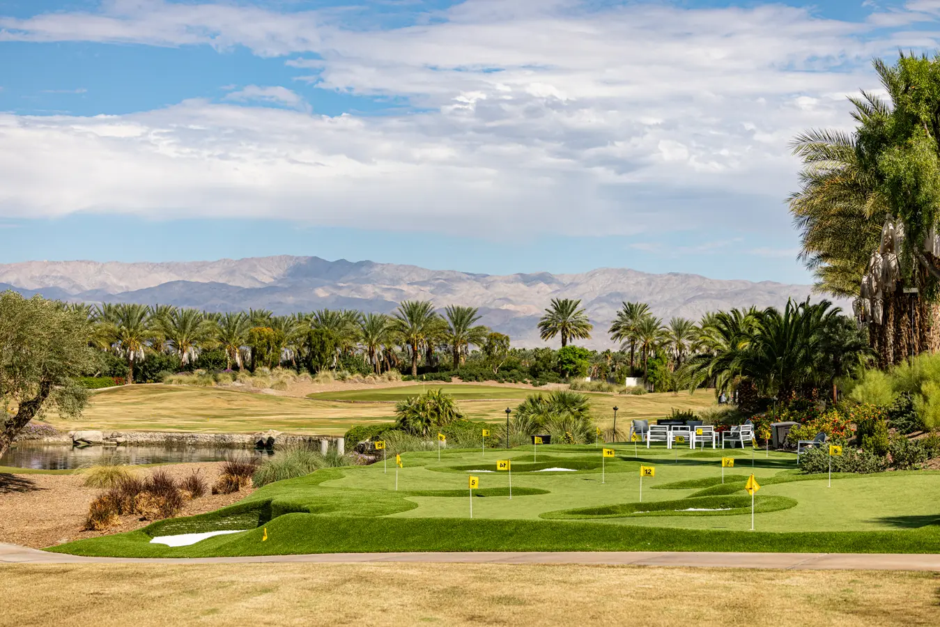 Luxury 19-hole artificial turf putting course at Zenyara in Coachella Valley