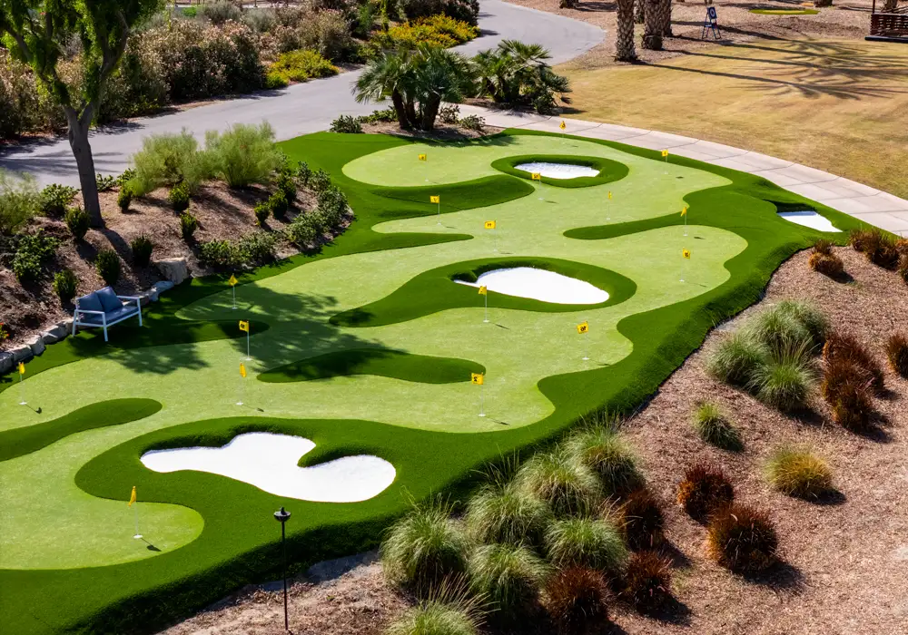 Custom multi-green PGA-caliber putting complex with bunkers at Zenyara Private Luxury Estate